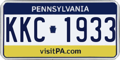 PA license plate KKC1933