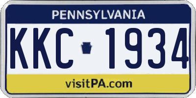 PA license plate KKC1934