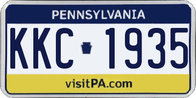 PA license plate KKC1935