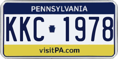 PA license plate KKC1978