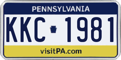 PA license plate KKC1981