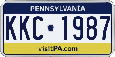 PA license plate KKC1987