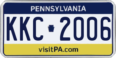 PA license plate KKC2006