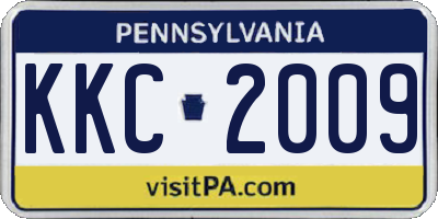 PA license plate KKC2009