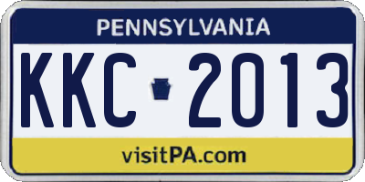 PA license plate KKC2013