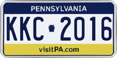 PA license plate KKC2016
