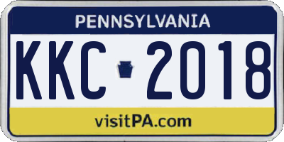 PA license plate KKC2018