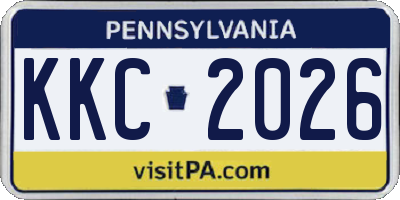 PA license plate KKC2026