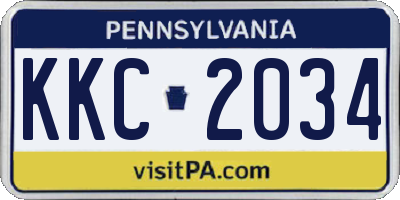 PA license plate KKC2034