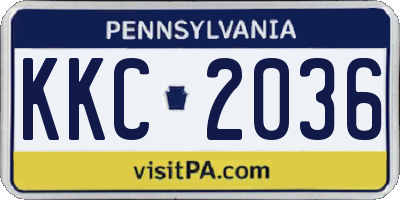 PA license plate KKC2036