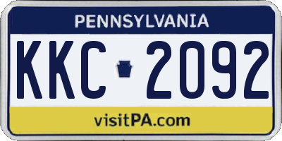 PA license plate KKC2092