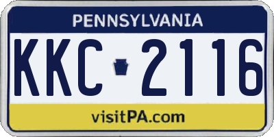 PA license plate KKC2116