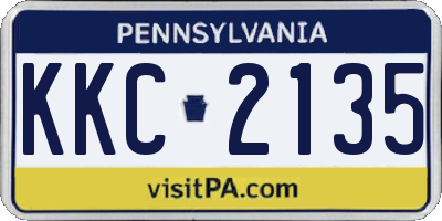 PA license plate KKC2135