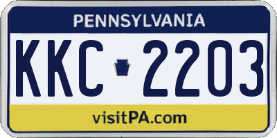 PA license plate KKC2203