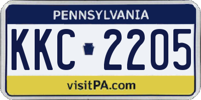 PA license plate KKC2205