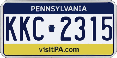 PA license plate KKC2315