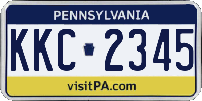 PA license plate KKC2345