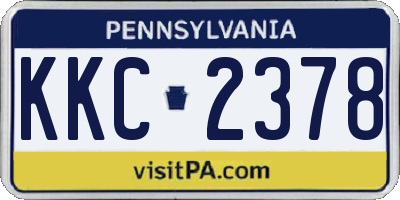 PA license plate KKC2378