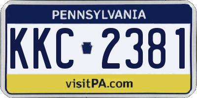 PA license plate KKC2381