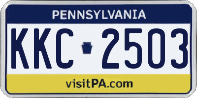 PA license plate KKC2503