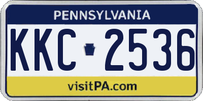 PA license plate KKC2536