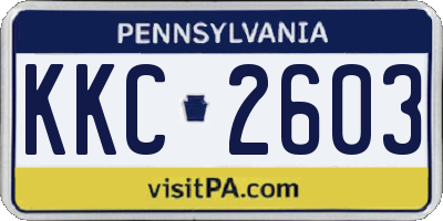 PA license plate KKC2603
