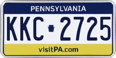PA license plate KKC2725
