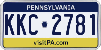 PA license plate KKC2781