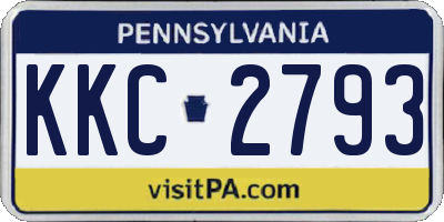 PA license plate KKC2793