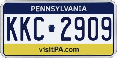 PA license plate KKC2909