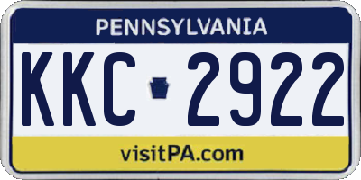 PA license plate KKC2922