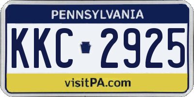 PA license plate KKC2925