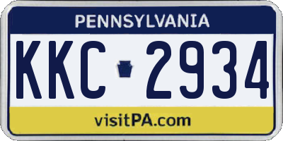 PA license plate KKC2934