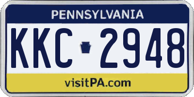 PA license plate KKC2948