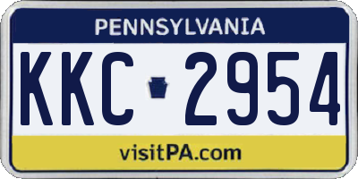 PA license plate KKC2954