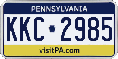 PA license plate KKC2985