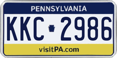 PA license plate KKC2986