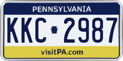 PA license plate KKC2987
