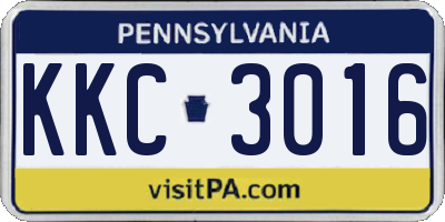 PA license plate KKC3016