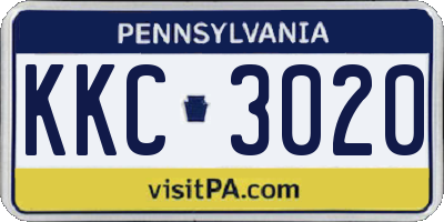 PA license plate KKC3020