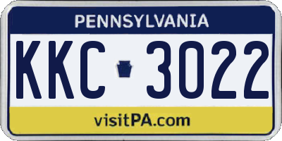 PA license plate KKC3022