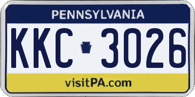 PA license plate KKC3026
