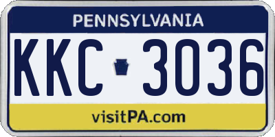PA license plate KKC3036