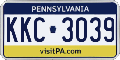 PA license plate KKC3039
