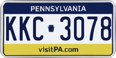 PA license plate KKC3078
