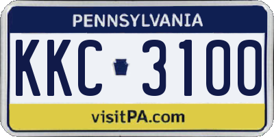 PA license plate KKC3100