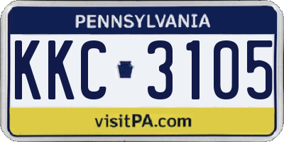 PA license plate KKC3105
