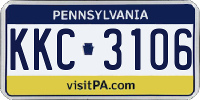 PA license plate KKC3106