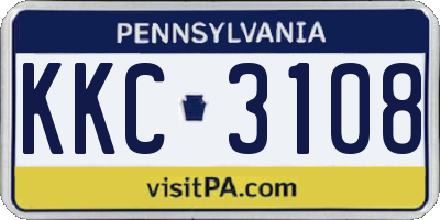 PA license plate KKC3108