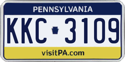 PA license plate KKC3109